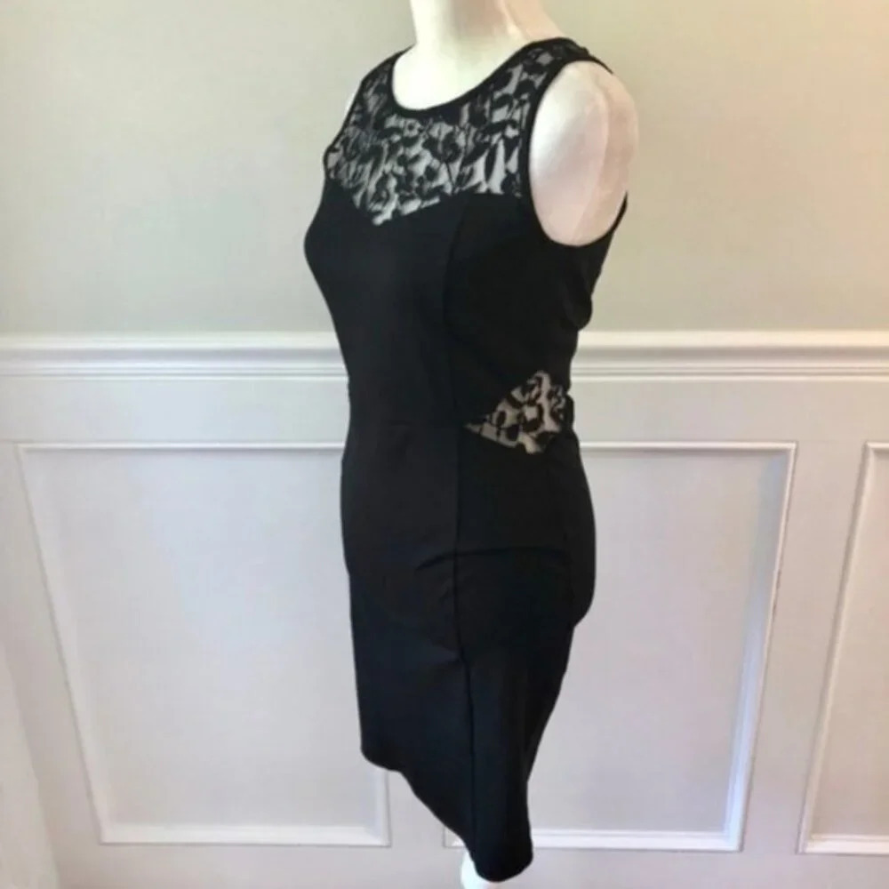 Aqua NWT Black Dress Lace Cut Out Sheath LBD M